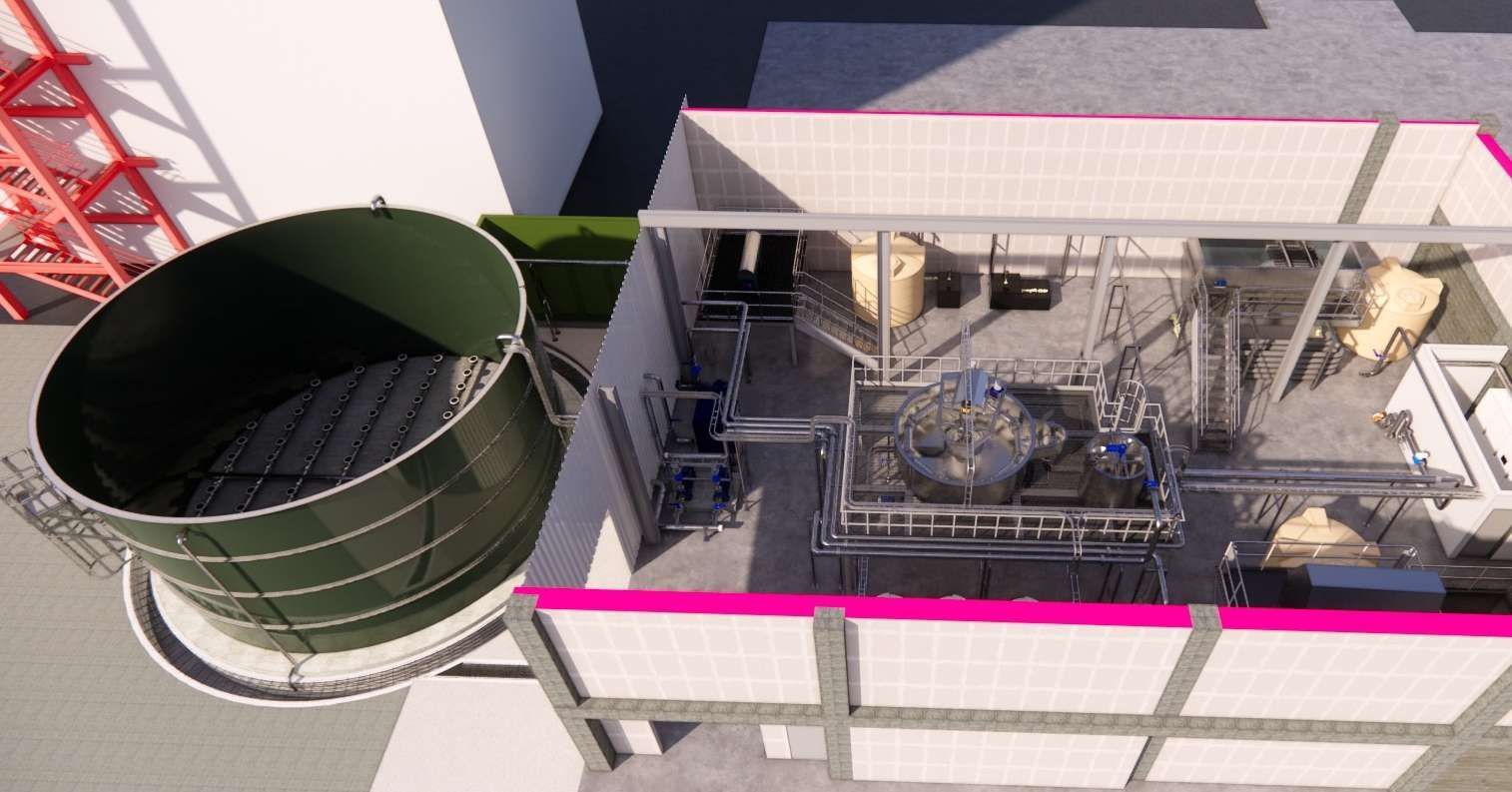 Render de la planta fisicoquímica con DAF integrada, Georgia, EE.UU.