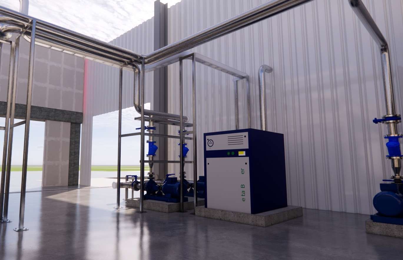 Render del área de bombeo y equipos de la planta en Georgia, EE.UU.